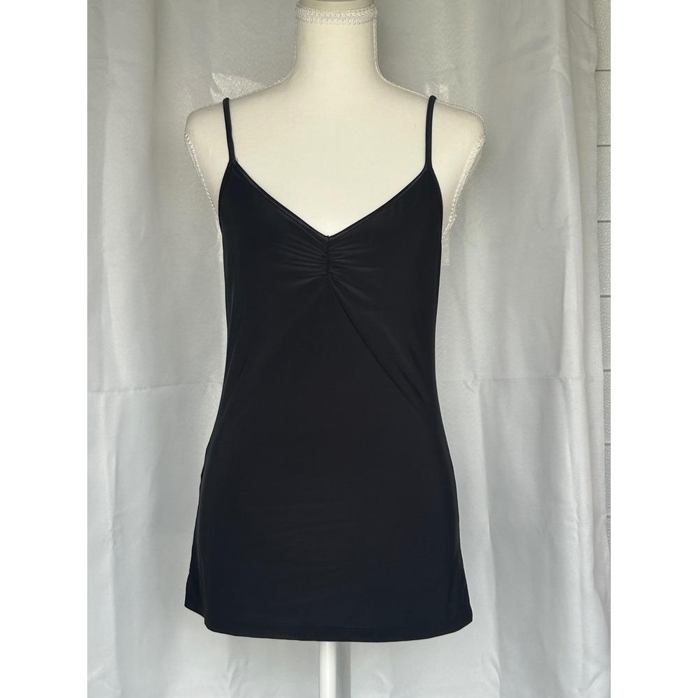 Express Womens Black Ruched V-Neck Camisole Adjustable Strap Stretch Cami Large